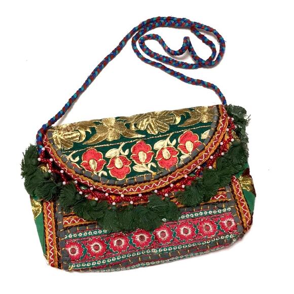 SimplyBoho Handbags - Boho style clutch banjara gypsy tribal w/ tassels